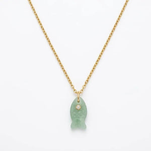 Amaze fish collana artigianale placcata oro e pendente amazzonite - OE!