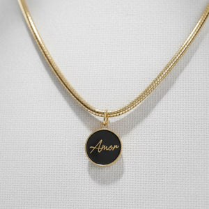 Amor - Collana Oro 18K & Nero Scintillante - Made in Italy Artigianale per Natale - OE!