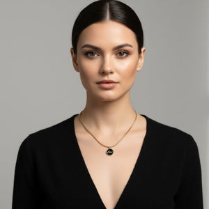 Amor - Collana Oro 18K & Nero Scintillante - Made in Italy Artigianale per Natale - OE!