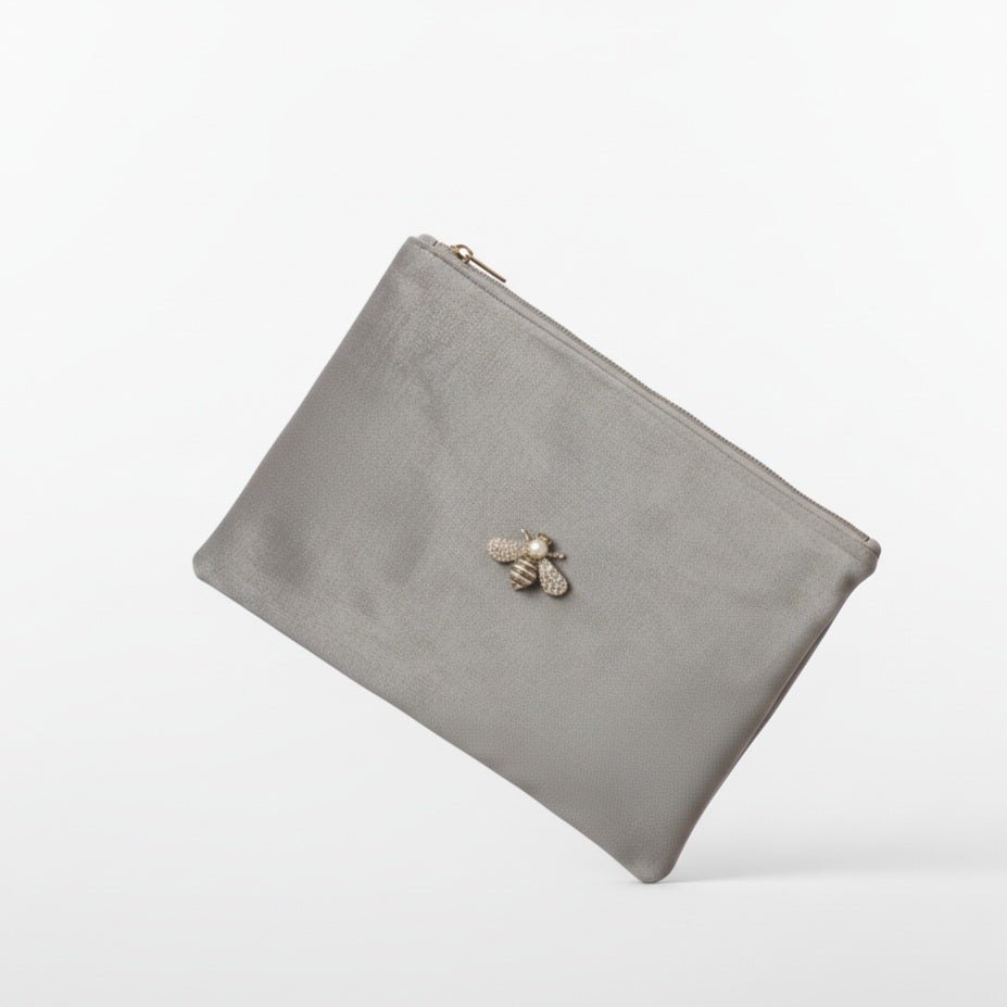 APE - Pochette in Velluto Grigio Tortora Artigianale Made in Italy - OE!
