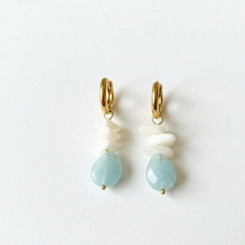 AQUAMARE - Cerchi in madreperla e acquamarina - OE!