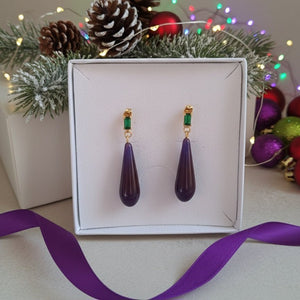 Aveline – Orecchini pendenti in resina con zircone verde - OE!