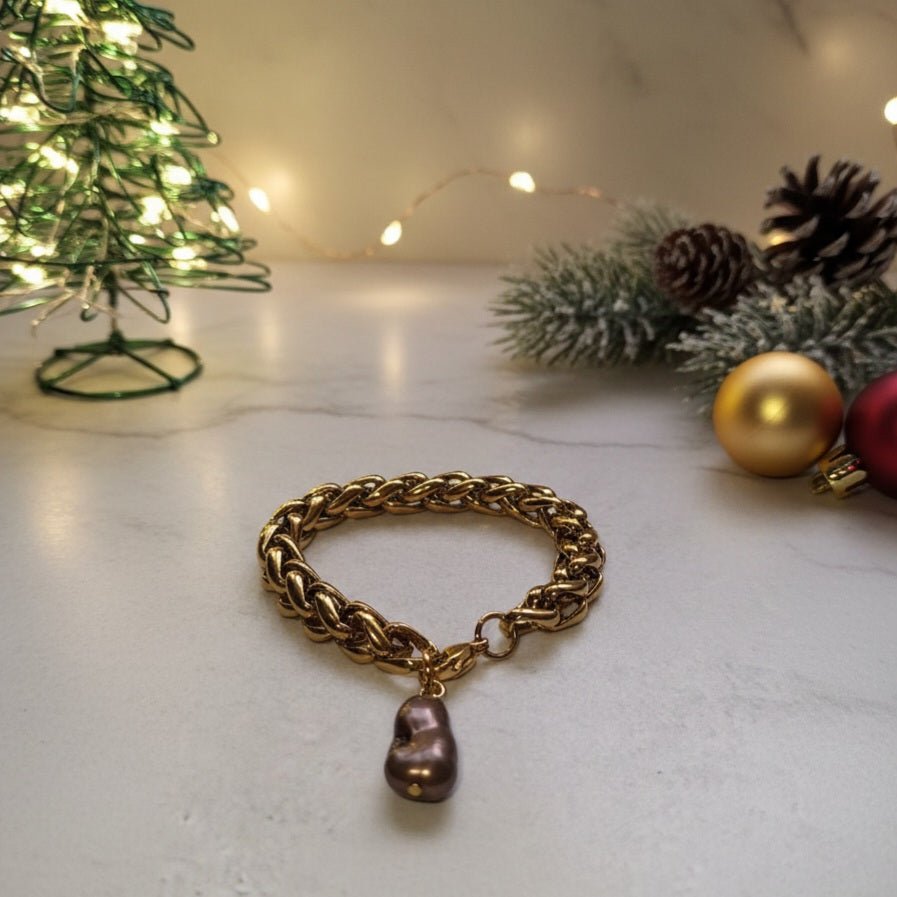 BAROCCHI - Bracciale Catena Grossa Oro 18K &amp; Perla Barocca – Made in Italy Artigianale - OE!