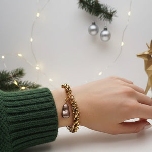 BAROCCHI - Bracciale Catena Grossa Oro 18K & Perla Barocca – Made in Italy Artigianale - OE!