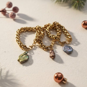 BAROCCHI - Bracciale Catena Grossa Oro 18K & Perla Barocca – Made in Italy Artigianale - OE!