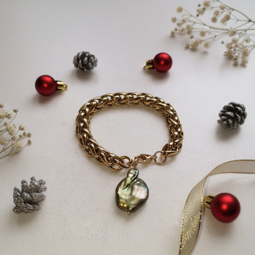 BAROCCHI - Bracciale Catena Grossa Oro 18K &amp; Perla Barocca – Made in Italy Artigianale - OE!