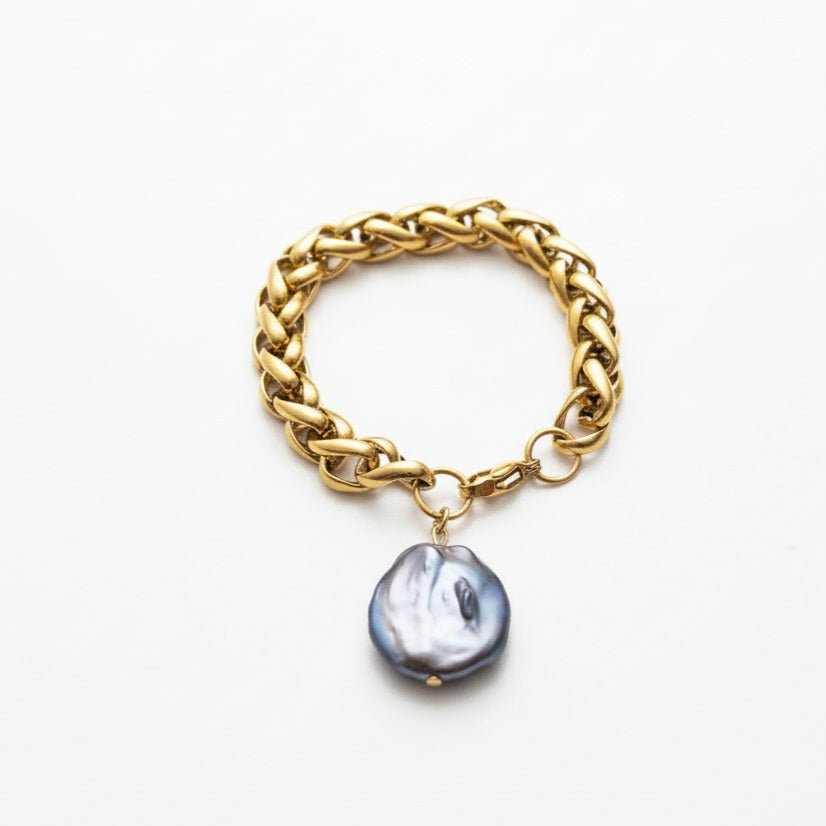 BAROCCHI - Bracciale Catena Grossa Oro 18K &amp; Perla Barocca – Made in Italy Artigianale - OE!