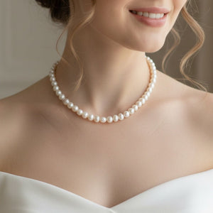 Basic freshwater medium pearl collana/choker - OE!