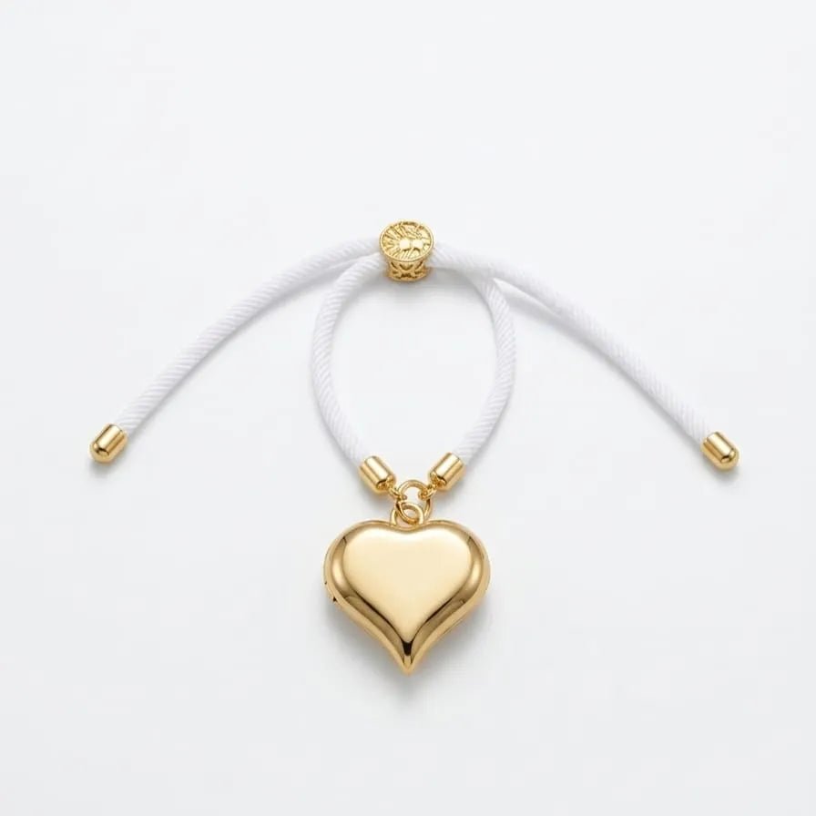 Battito condiviso bracciale corda con cuore placcato oro - OE!