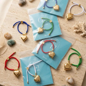 Battito condiviso bracciale corda con cuore placcato oro - OE!