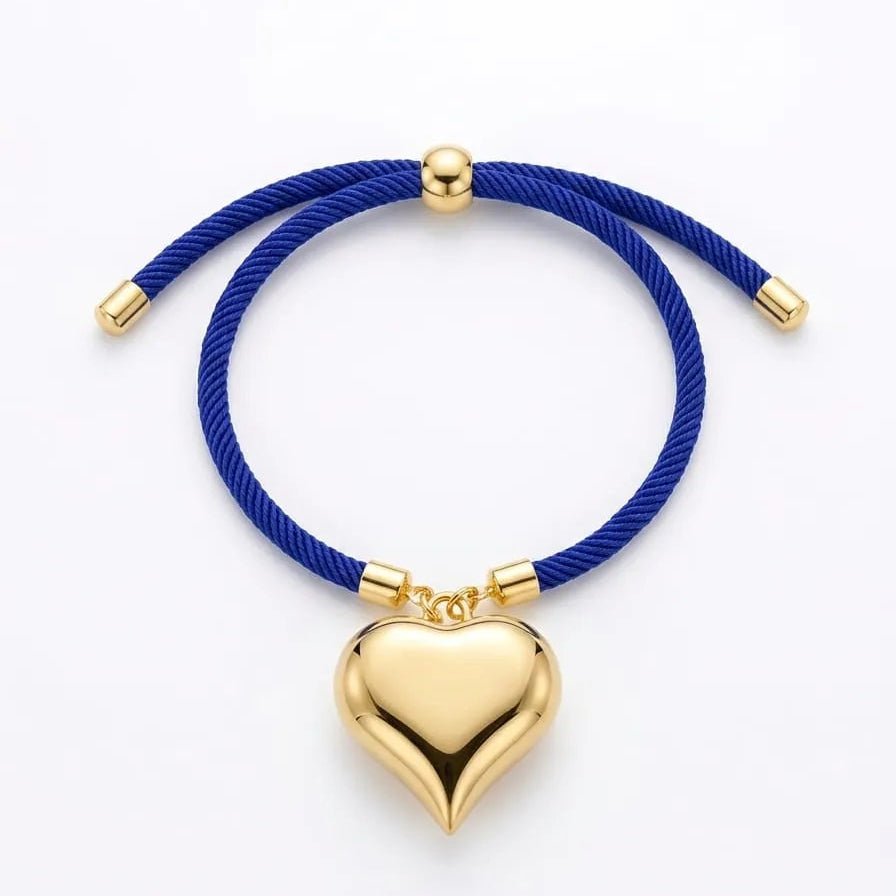 Battito condiviso bracciale corda con cuore placcato oro - OE!