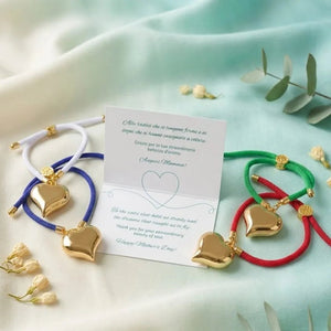 Battito condiviso bracciale corda con cuore placcato oro - OE!