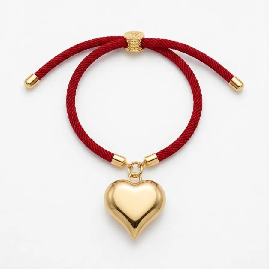 Battito condiviso bracciale corda con cuore placcato oro - OE!