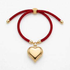 Battito condiviso bracciale corda con cuore placcato oro - OE!