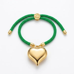 Battito condiviso bracciale corda con cuore placcato oro - OE!