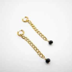 BLACK CRYSTAL - orecchini a cerchio con catena e cristallo - OE!