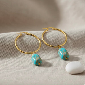 BLUE LAGOON - Orecchini a cerchio con diaspro blu - OE!