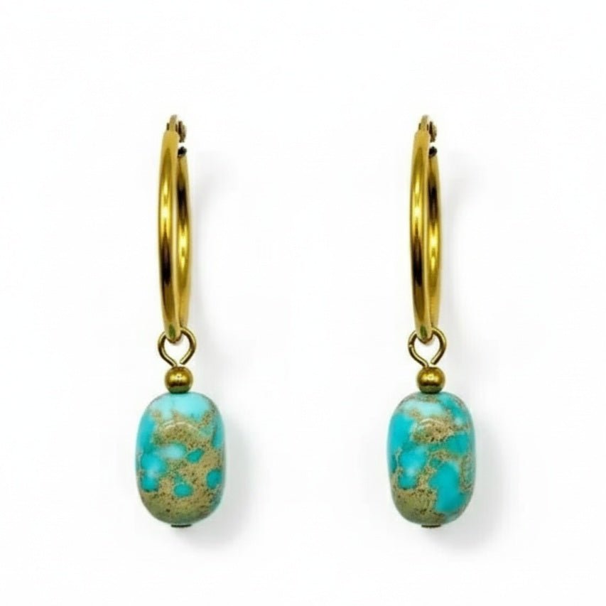 BLUE LAGOON - Orecchini a cerchio con diaspro blu - OE!