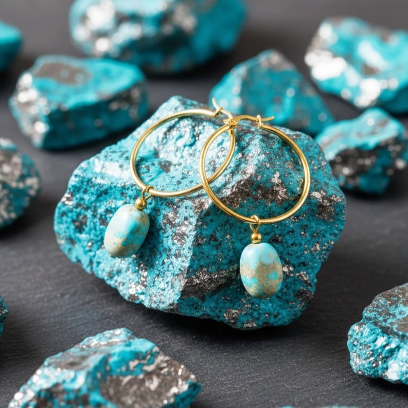 BLUE LAGOON - Orecchini a cerchio con diaspro blu - OE!