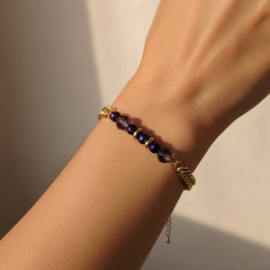 Bracciale a catena in ottone placcato oro con cristalli - OE!