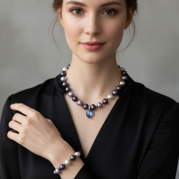 Bracciale con perle di Maiorca viola - OE!