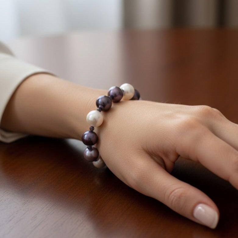 Bracciale con perle di Maiorca viola - OE!