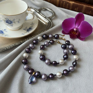 Bracciale con perle di Maiorca viola - OE!