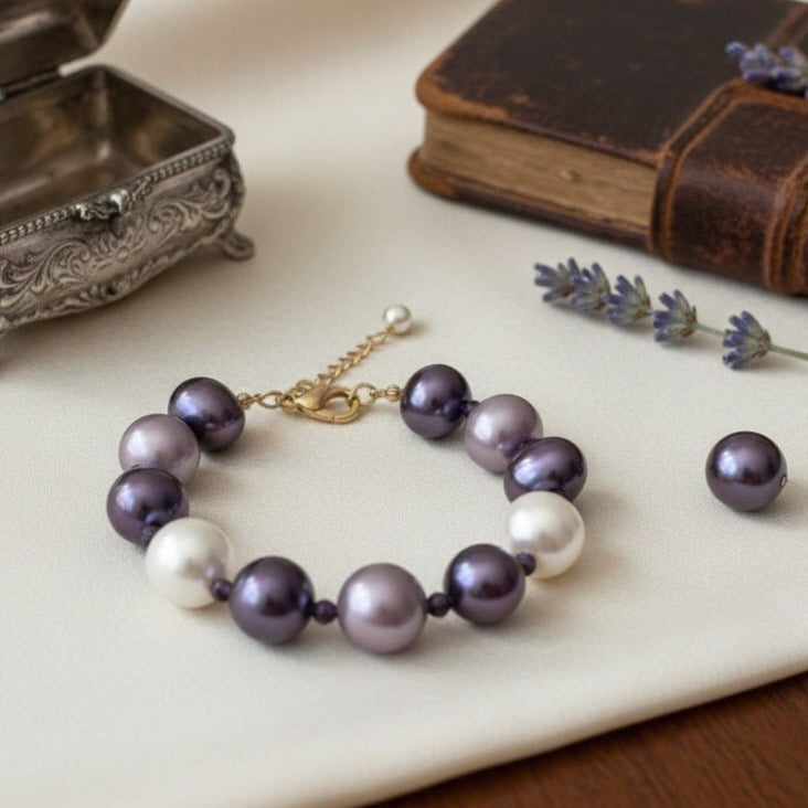 Bracciale con perle di Maiorca viola - OE!