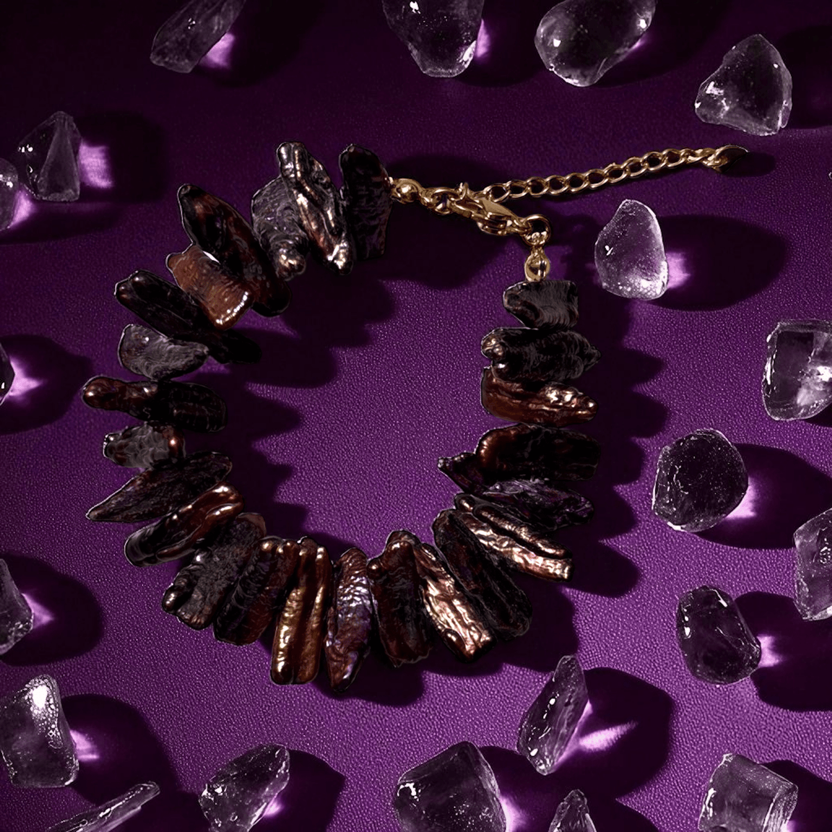 Bracciale in Perle Barocche Viola con Estensione – Gioiello Artigianale Elegante - OE!