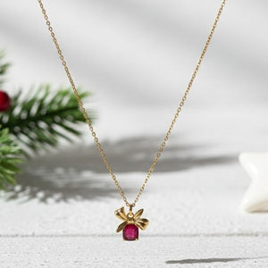 Cadeaux - Cofanetto regalo Natale Rosso Fragola – Collana + Orecchini Artigianali Made in Italy - OE!