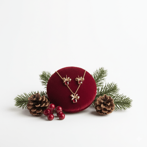 Cadeaux - Cofanetto regalo Natale Rosso Fragola – Collana + Orecchini Artigianali Made in Italy - OE!