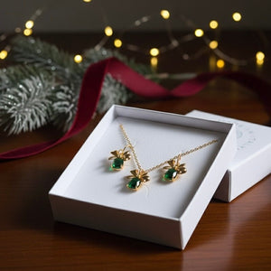 Cadeaux - Cofanetto regalo Natale Verde – Collana + Orecchini Artigianali Made in Italy - OE!