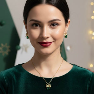 Cadeaux - Cofanetto regalo Natale Verde – Collana + Orecchini Artigianali Made in Italy - OE!