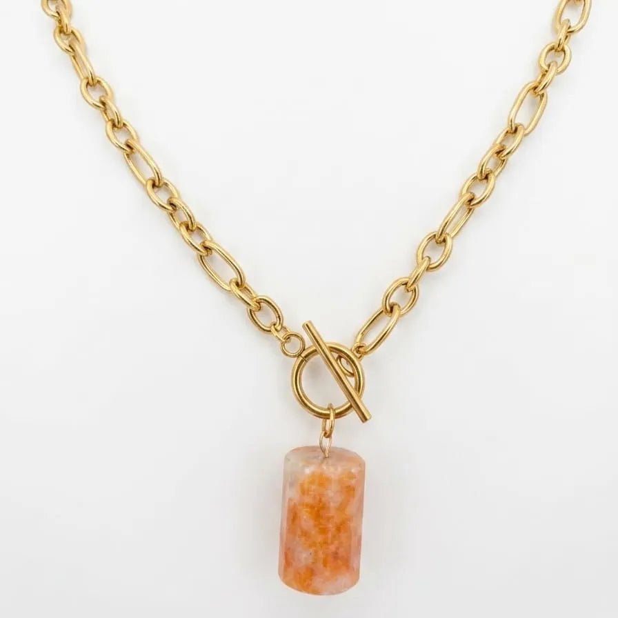 Caliora collana catena oro con pendente orange calcite - OE!