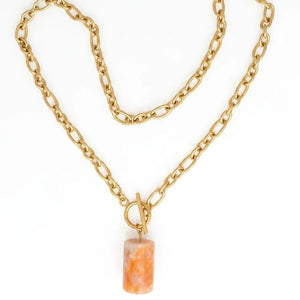 Caliora collana catena oro con pendente orange calcite - OE!