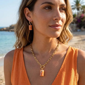 Caliora collana catena oro con pendente orange calcite - OE!