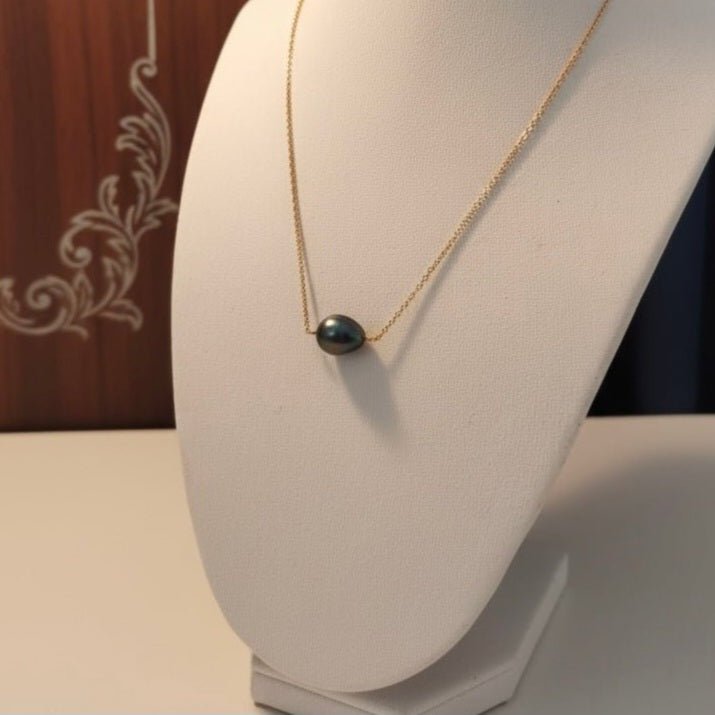 CENERE DI LUNA - Collana con perla solitaria grigia - OE!