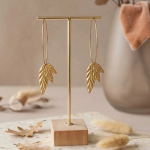 Cerchio d'autunno orecchini artigianali con pendente placcati oro 18k - OE!