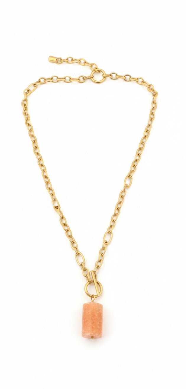Collana Catena Oro con Pendente Orange Calcite – Pietra Naturale Made in Italy - OE!