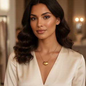 Collana cuore bombato in acciaio placcato oro 18k – Made in Italy - OE!