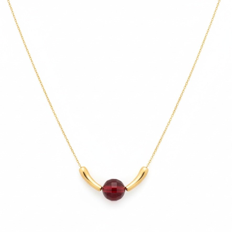 Collana Elegante Cristallo Rosso e Oro - Gioiello Artigianale Made in Italy - OE!