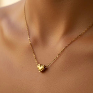 Collana in Acciaio Placcato Oro 18K con Pendente a Cuore - OE!