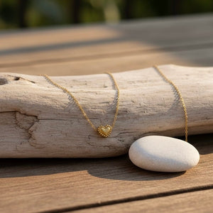 Collana in Acciaio Placcato Oro 18K con Pendente a Cuore - OE!