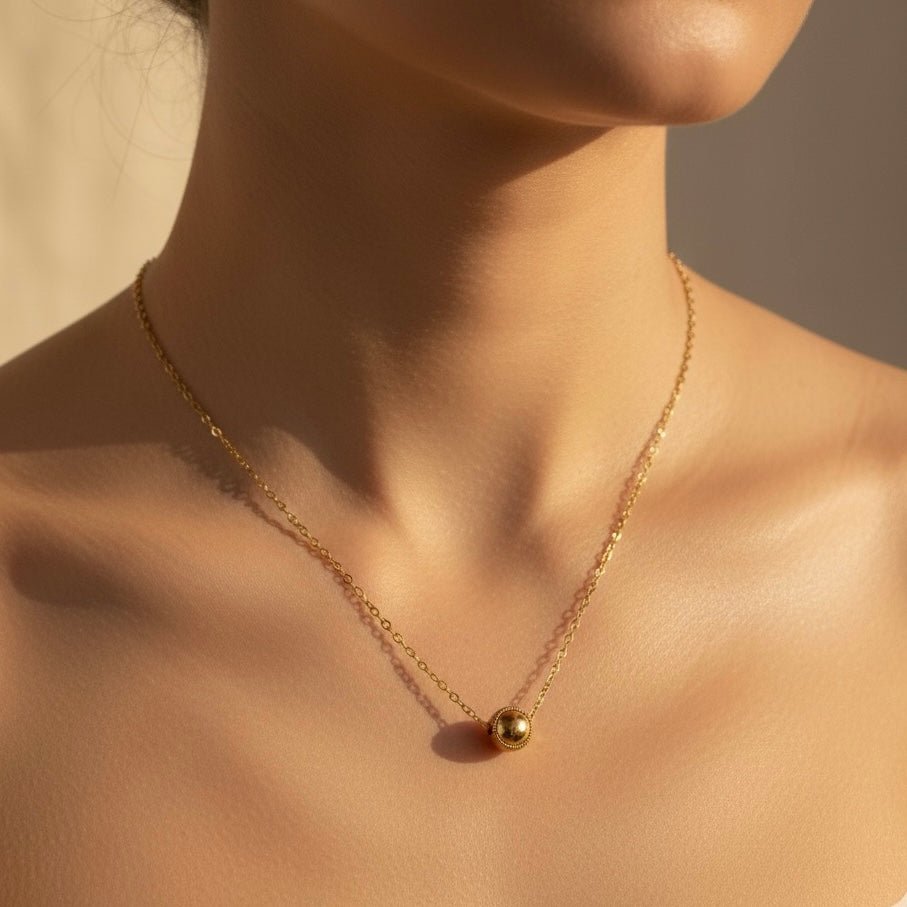 Collana in Acciaio Placcato Oro 18K con Pendente a Disco - OE!