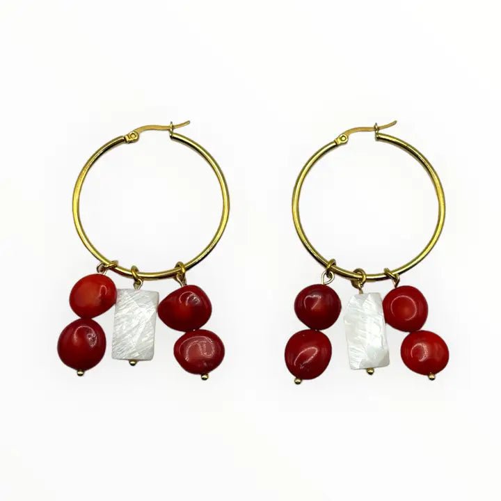 CONCHIGLIE ROSSE - Orecchini a cerchio - OE!