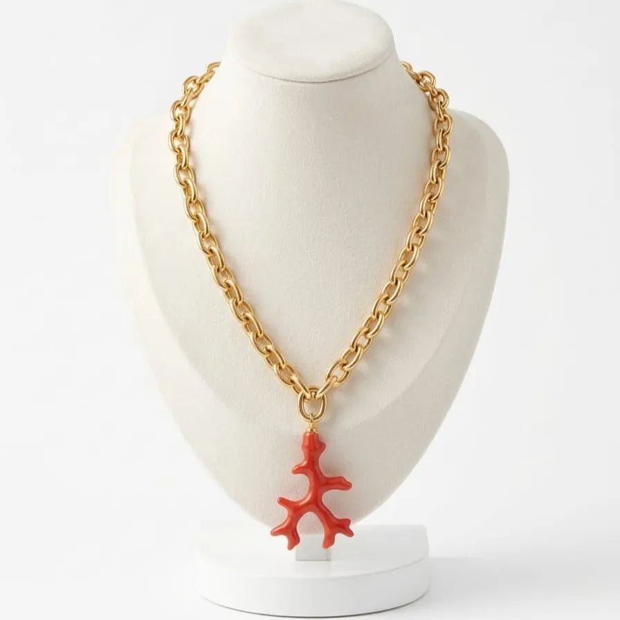 coral chain collana a catena artigianale con corallo in resina - OE!