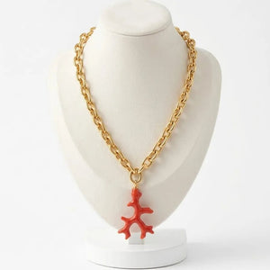 coral chain collana a catena artigianale con corallo in resina - OE!