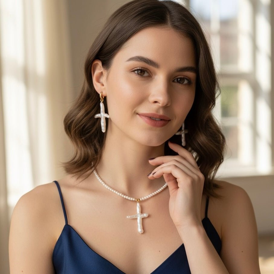 Crosia - Cofanetto regalo con Collana e orecchini con Perle barocche - OE!