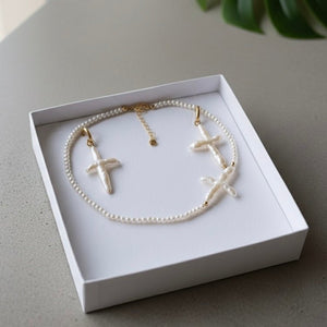 CRUXIS - Cofanetto regalo con collana e orecchini con perla barocca - OE!