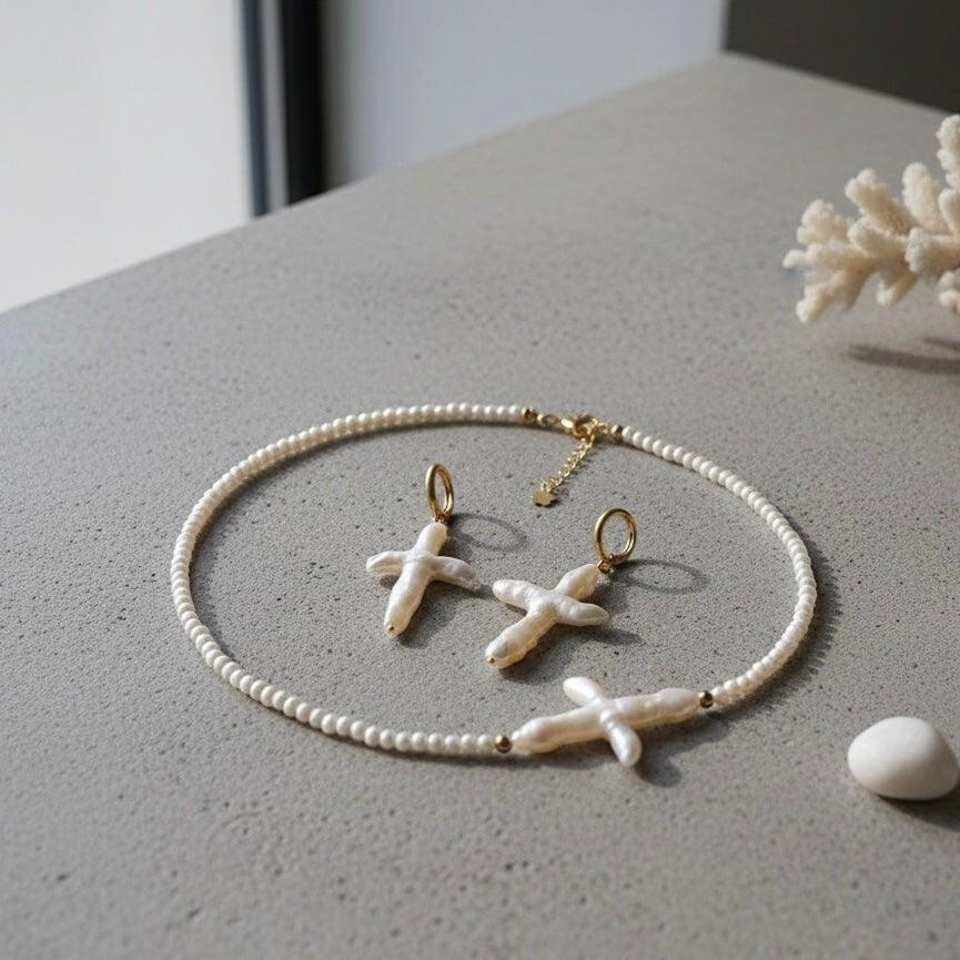 CRUXIS - Cofanetto regalo con collana e orecchini con perla barocca - OE!